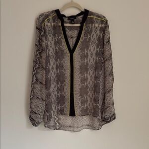 Alfani Snake Print Sheer Blouse with V-Neck